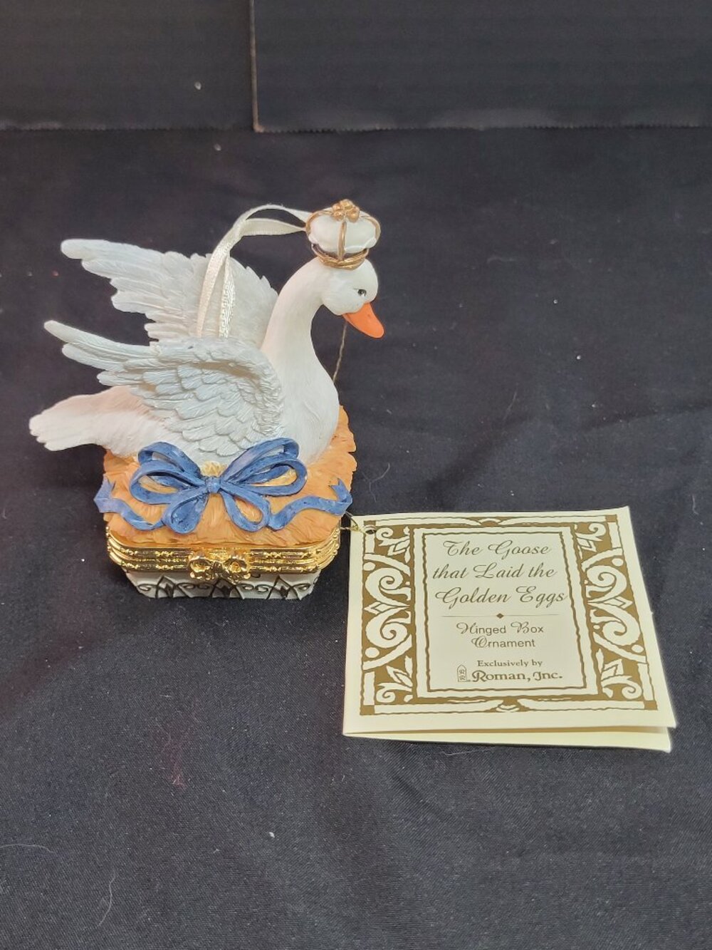 VINTAGE Goose That Laid The Golden Egg Hinged Trinket Box Ornament ROMAN NEW NWT